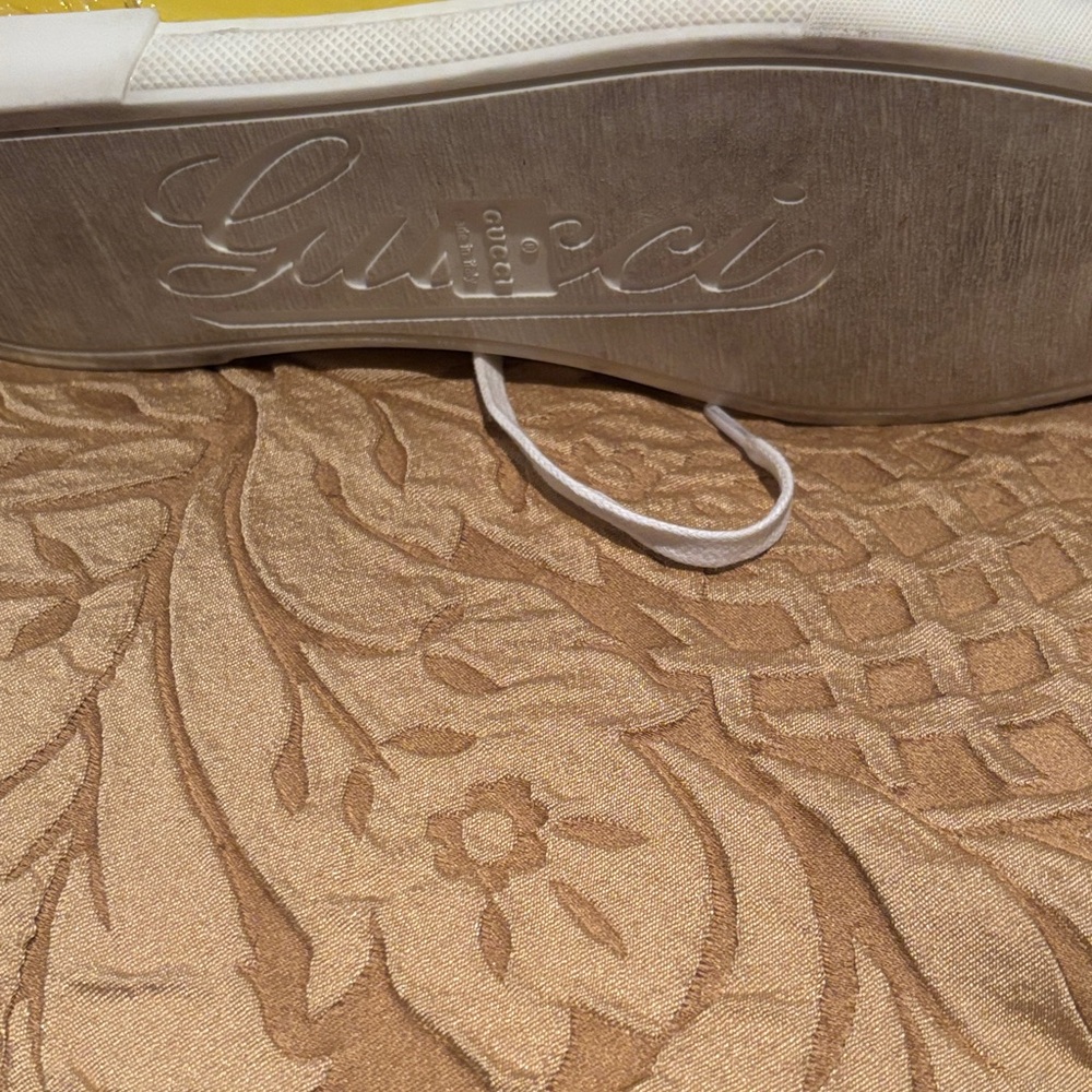 Gucci Yellow and White Leather Sneakers - Picture 5 of 6